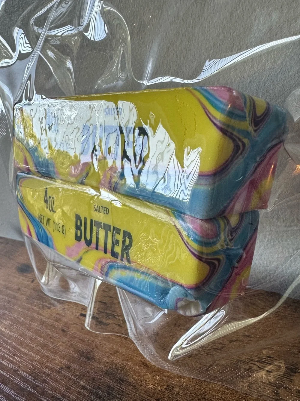 2 Pack Butter Squishy Toy Slow Rising Squish Marble-Print Yellow, Blue, Pink NWT